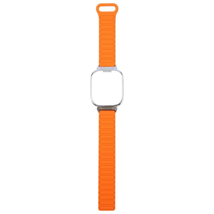 For Redmi Watch 5 / Watch 4 Metal Silver Frame Integrated I-shaped Magnetic Silicone Watch Band