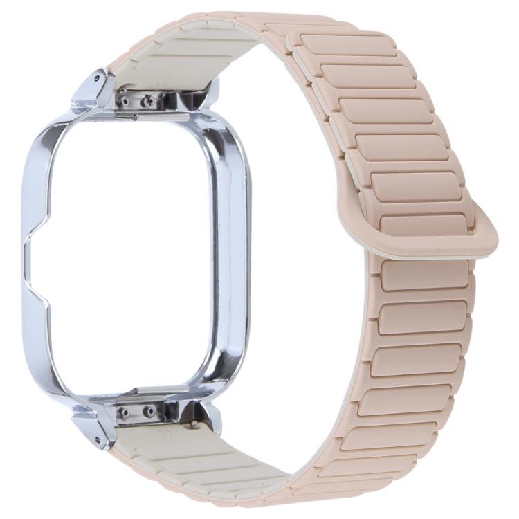 For Redmi Watch 5 / Watch 4 Metal Silver Frame Integrated I-shaped Magnetic Silicone Watch Band