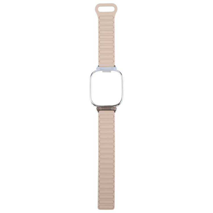 For Redmi Watch 5 / Watch 4 Metal Silver Frame Integrated I-shaped Magnetic Silicone Watch Band