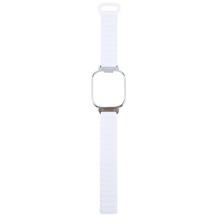 For Redmi Watch 5 / Watch 4 Metal Silver Frame Integrated I-shaped Magnetic Silicone Watch Band