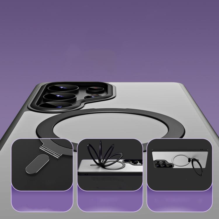 For Samsung Galaxy S25 Ultra 5G MagSafe Airbag Shockproof Frosted Phone Case with Fold Holder