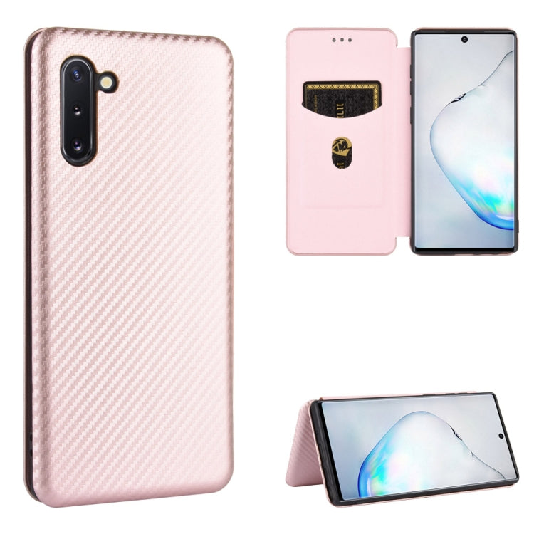 For Samsung Galaxy Note10 Carbon Fiber Texture Horizontal Flip TPU + PC + PU Leather Case with Card Slot