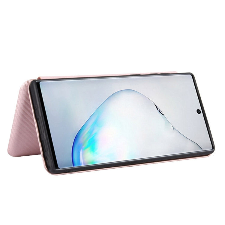 For Samsung Galaxy Note10 Carbon Fiber Texture Horizontal Flip TPU + PC + PU Leather Case with Card Slot