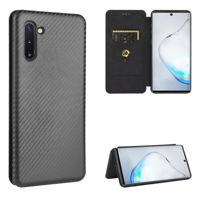 For Samsung Galaxy Note10 Carbon Fiber Texture Horizontal Flip TPU + PC + PU Leather Case with Card Slot