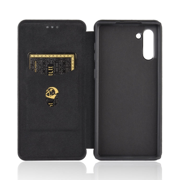 For Samsung Galaxy Note10 Carbon Fiber Texture Horizontal Flip TPU + PC + PU Leather Case with Card Slot