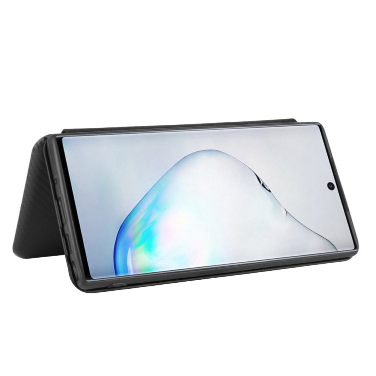 For Samsung Galaxy Note10 Carbon Fiber Texture Horizontal Flip TPU + PC + PU Leather Case with Card Slot