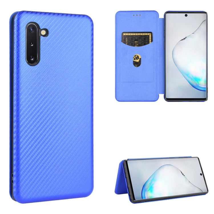 For Samsung Galaxy Note10 Carbon Fiber Texture Horizontal Flip TPU + PC + PU Leather Case with Card Slot