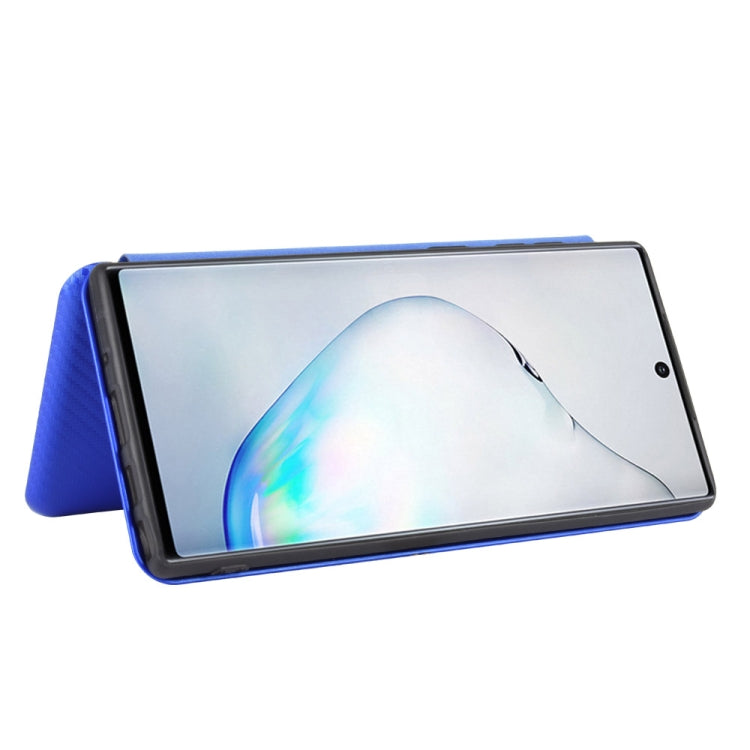 For Samsung Galaxy Note10 Carbon Fiber Texture Horizontal Flip TPU + PC + PU Leather Case with Card Slot