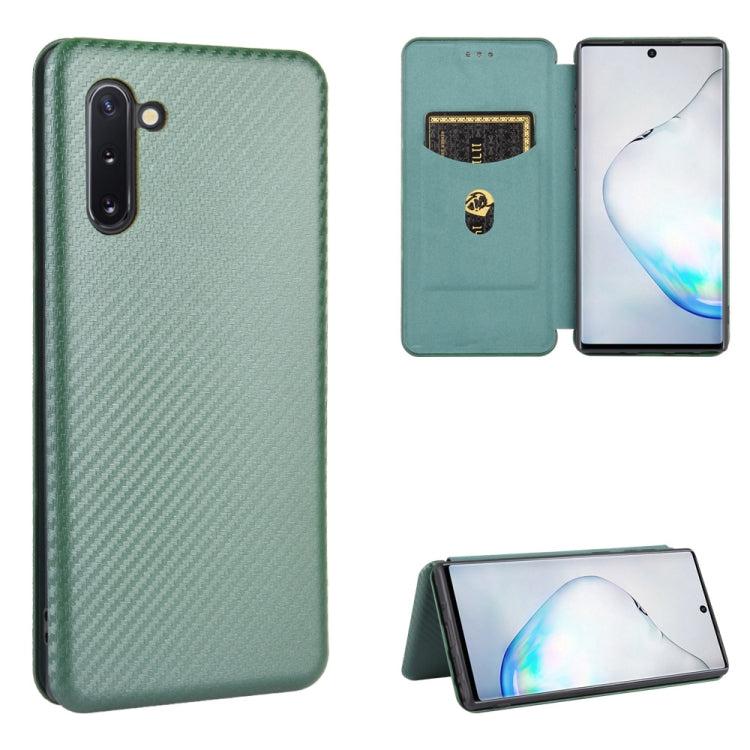 For Samsung Galaxy Note10 Carbon Fiber Texture Horizontal Flip TPU + PC + PU Leather Case with Card Slot