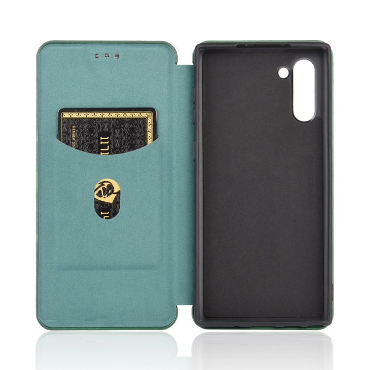 For Samsung Galaxy Note10 Carbon Fiber Texture Horizontal Flip TPU + PC + PU Leather Case with Card Slot