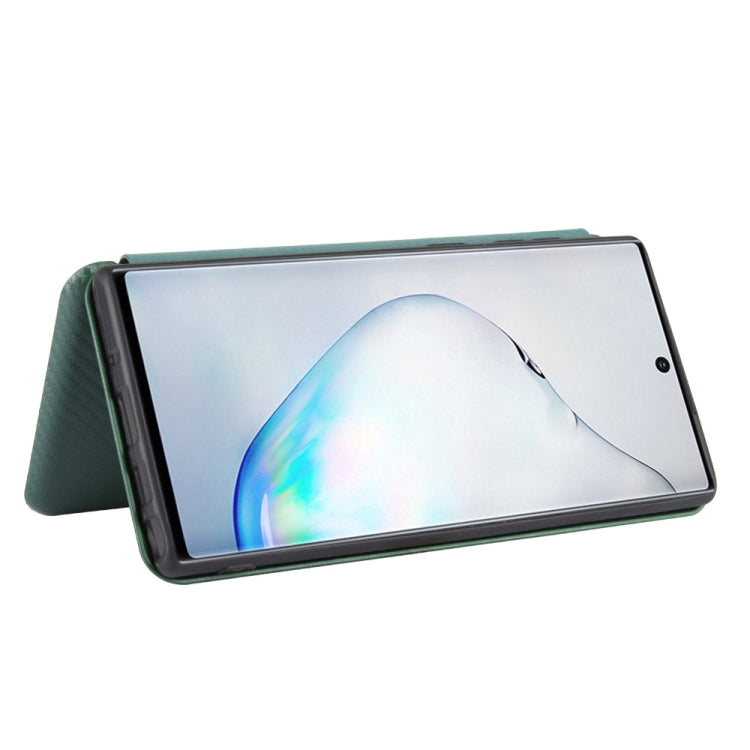 For Samsung Galaxy Note10 Carbon Fiber Texture Horizontal Flip TPU + PC + PU Leather Case with Card Slot