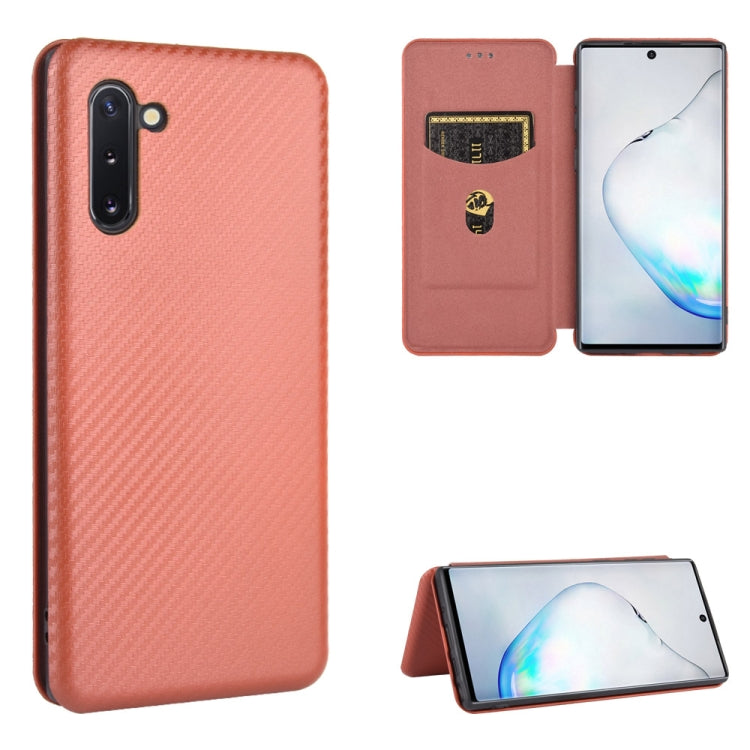 For Samsung Galaxy Note10 Carbon Fiber Texture Horizontal Flip TPU + PC + PU Leather Case with Card Slot