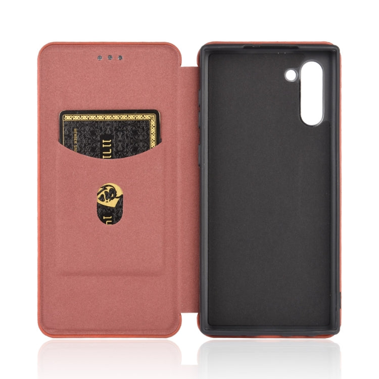 For Samsung Galaxy Note10 Carbon Fiber Texture Horizontal Flip TPU + PC + PU Leather Case with Card Slot
