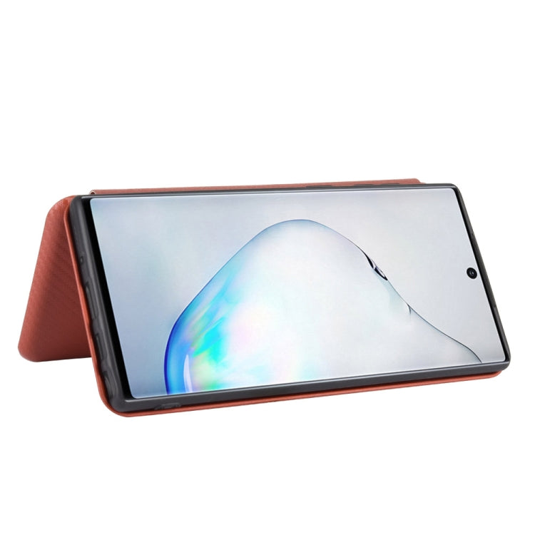 For Samsung Galaxy Note10 Carbon Fiber Texture Horizontal Flip TPU + PC + PU Leather Case with Card Slot