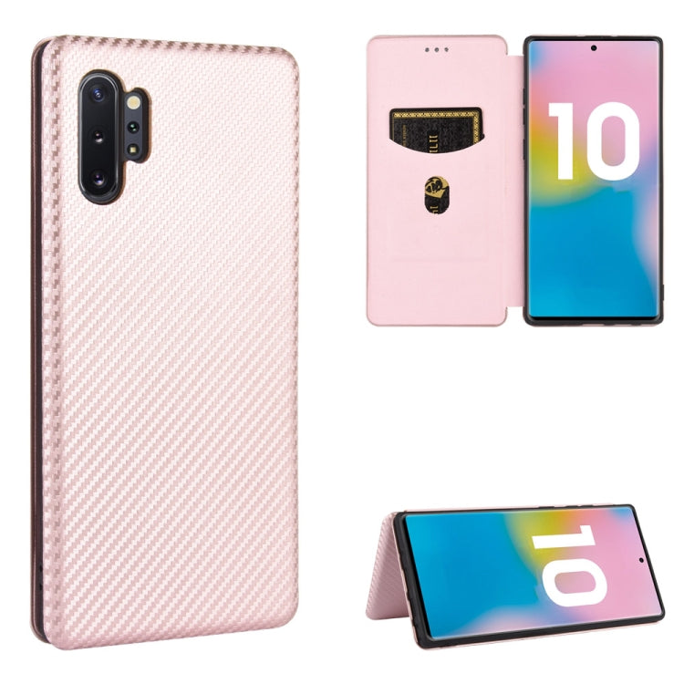 For Samsung Galaxy Note10 Plus Carbon Fiber Texture Horizontal Flip TPU + PC + PU Leather Case with Card Slot