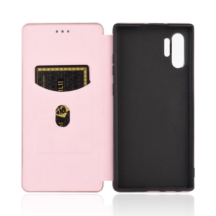For Samsung Galaxy Note10 Plus Carbon Fiber Texture Horizontal Flip TPU + PC + PU Leather Case with Card Slot
