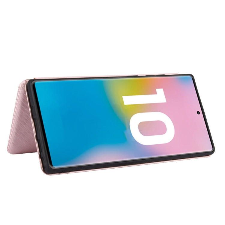 For Samsung Galaxy Note10 Plus Carbon Fiber Texture Horizontal Flip TPU + PC + PU Leather Case with Card Slot