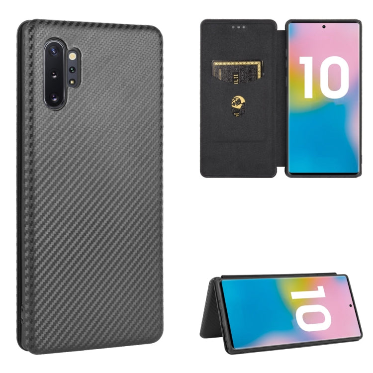 For Samsung Galaxy Note10 Plus Carbon Fiber Texture Horizontal Flip TPU + PC + PU Leather Case with Card Slot