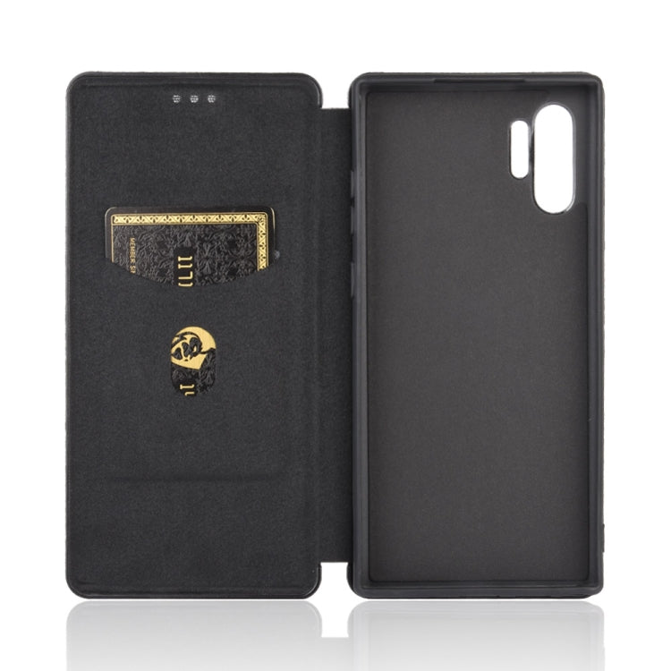 For Samsung Galaxy Note10 Plus Carbon Fiber Texture Horizontal Flip TPU + PC + PU Leather Case with Card Slot