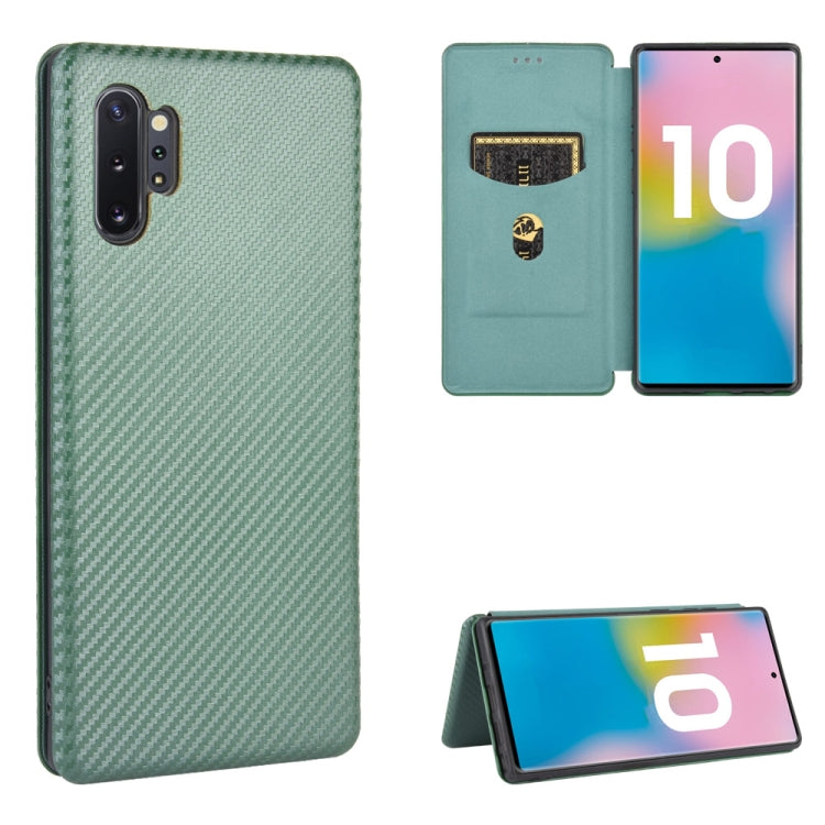 For Samsung Galaxy Note10 Plus Carbon Fiber Texture Horizontal Flip TPU + PC + PU Leather Case with Card Slot