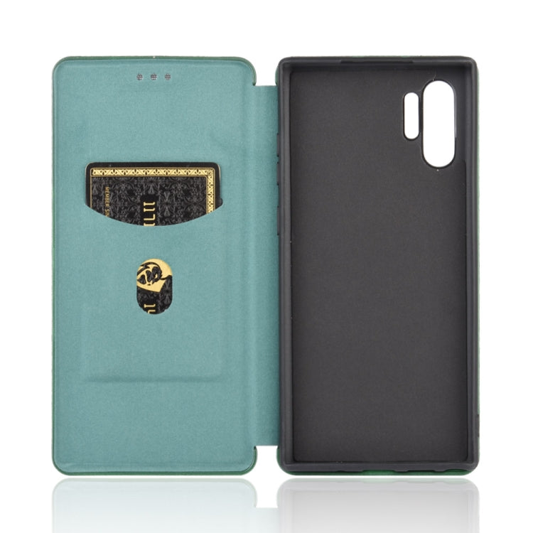 For Samsung Galaxy Note10 Plus Carbon Fiber Texture Horizontal Flip TPU + PC + PU Leather Case with Card Slot