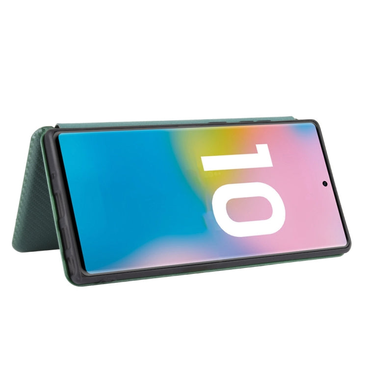 For Samsung Galaxy Note10 Plus Carbon Fiber Texture Horizontal Flip TPU + PC + PU Leather Case with Card Slot