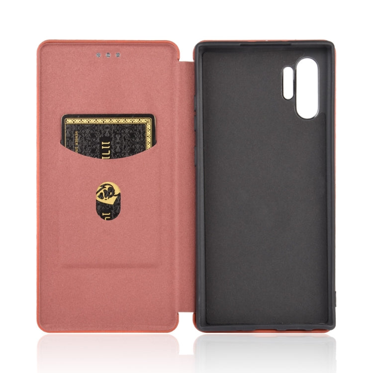 For Samsung Galaxy Note10 Plus Carbon Fiber Texture Horizontal Flip TPU + PC + PU Leather Case with Card Slot