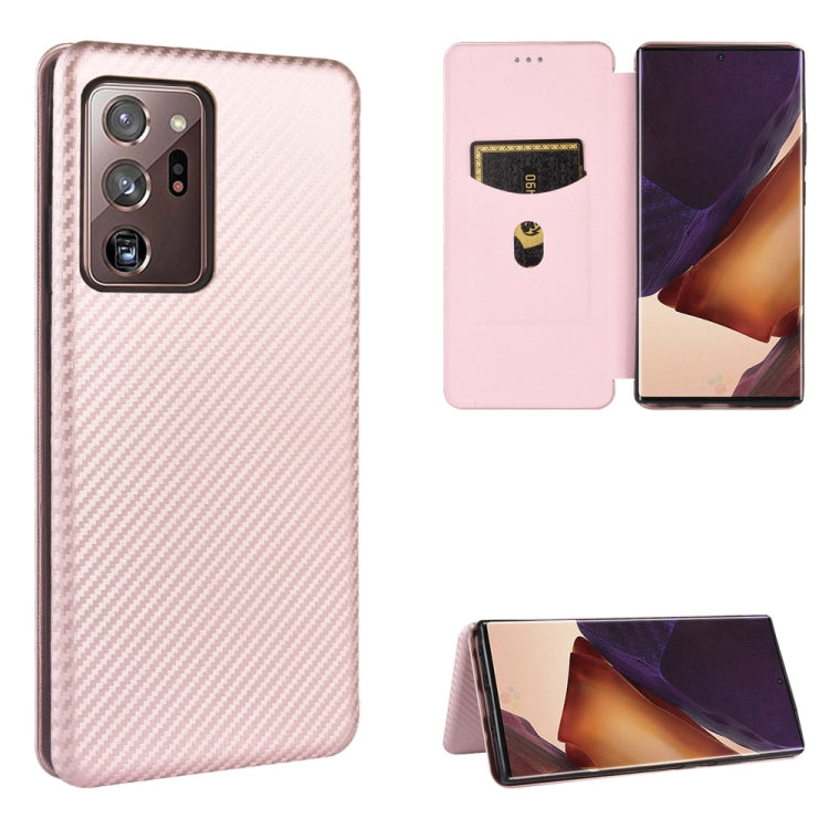 For Samsung Galaxy Note20 Ultra Carbon Fiber Texture Horizontal Flip TPU + PC + PU Leather Case with Card Slot
