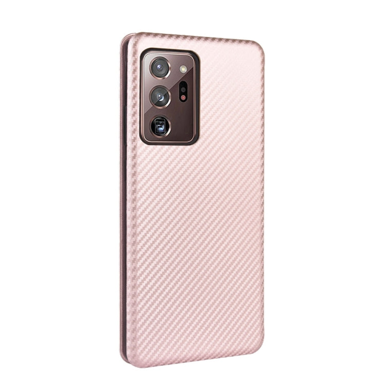 For Samsung Galaxy Note20 Ultra Carbon Fiber Texture Horizontal Flip TPU + PC + PU Leather Case with Card Slot