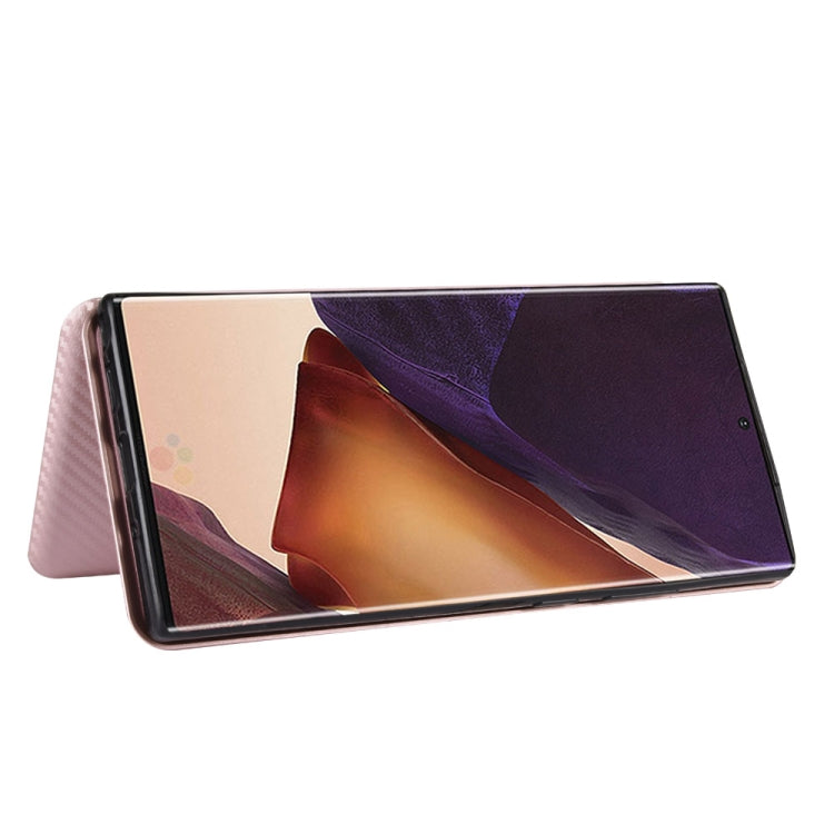 For Samsung Galaxy Note20 Ultra Carbon Fiber Texture Horizontal Flip TPU + PC + PU Leather Case with Card Slot