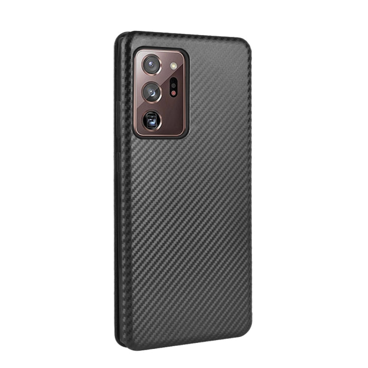 For Samsung Galaxy Note20 Ultra Carbon Fiber Texture Horizontal Flip TPU + PC + PU Leather Case with Card Slot