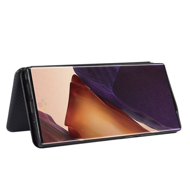 For Samsung Galaxy Note20 Ultra Carbon Fiber Texture Horizontal Flip TPU + PC + PU Leather Case with Card Slot