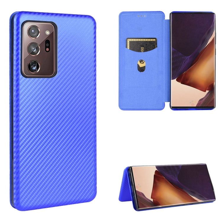 For Samsung Galaxy Note20 Ultra Carbon Fiber Texture Horizontal Flip TPU + PC + PU Leather Case with Card Slot