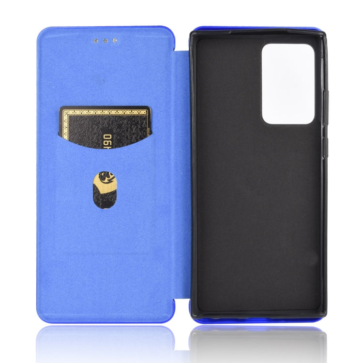 For Samsung Galaxy Note20 Ultra Carbon Fiber Texture Horizontal Flip TPU + PC + PU Leather Case with Card Slot