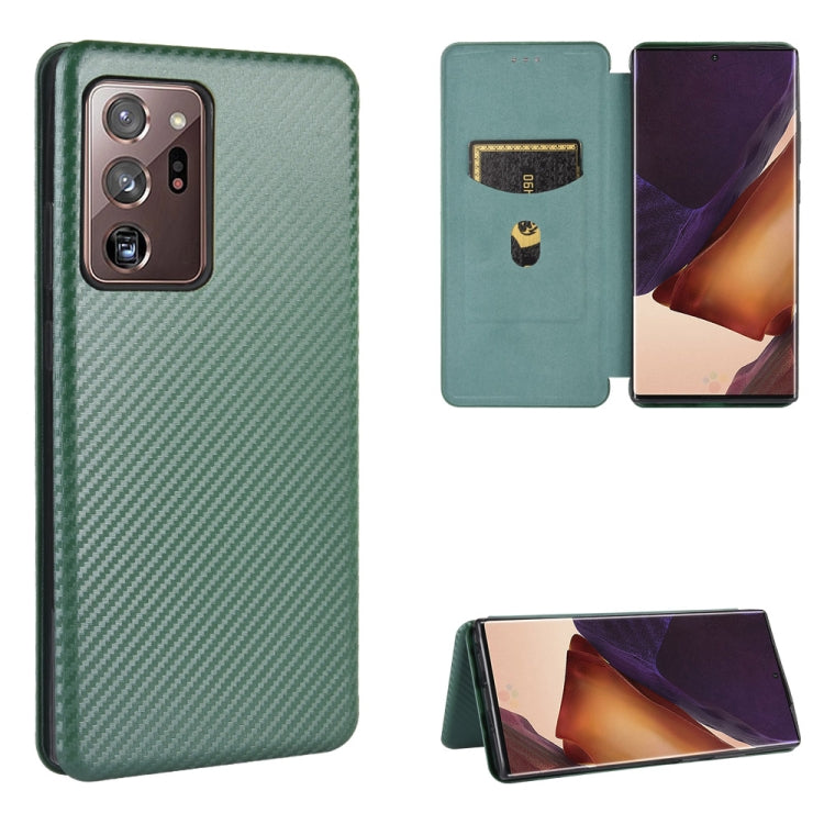 For Samsung Galaxy Note20 Ultra Carbon Fiber Texture Horizontal Flip TPU + PC + PU Leather Case with Card Slot
