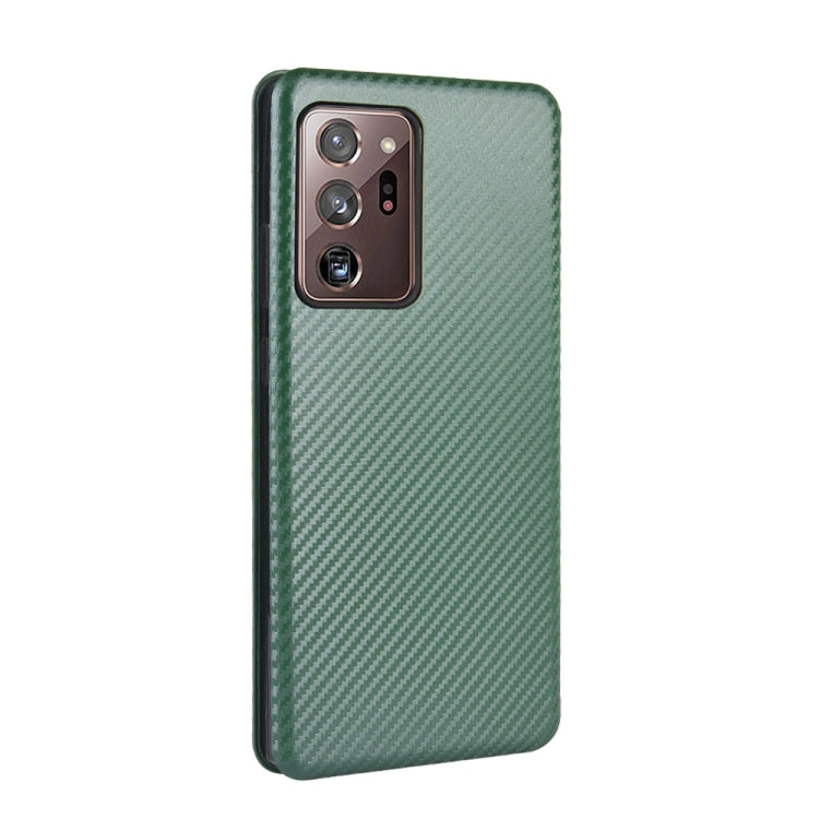 For Samsung Galaxy Note20 Ultra Carbon Fiber Texture Horizontal Flip TPU + PC + PU Leather Case with Card Slot