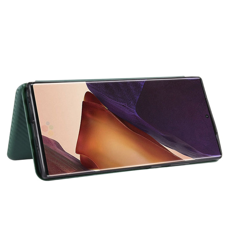 For Samsung Galaxy Note20 Ultra Carbon Fiber Texture Horizontal Flip TPU + PC + PU Leather Case with Card Slot