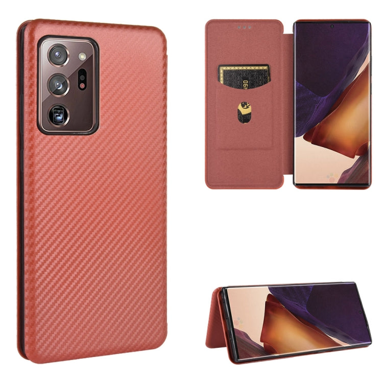 For Samsung Galaxy Note20 Ultra Carbon Fiber Texture Horizontal Flip TPU + PC + PU Leather Case with Card Slot