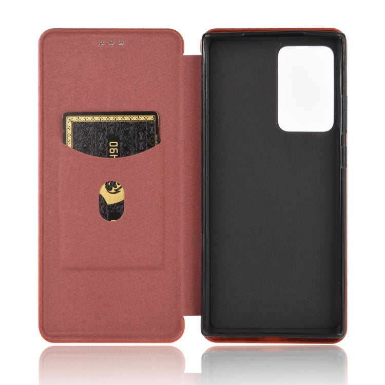 For Samsung Galaxy Note20 Ultra Carbon Fiber Texture Horizontal Flip TPU + PC + PU Leather Case with Card Slot