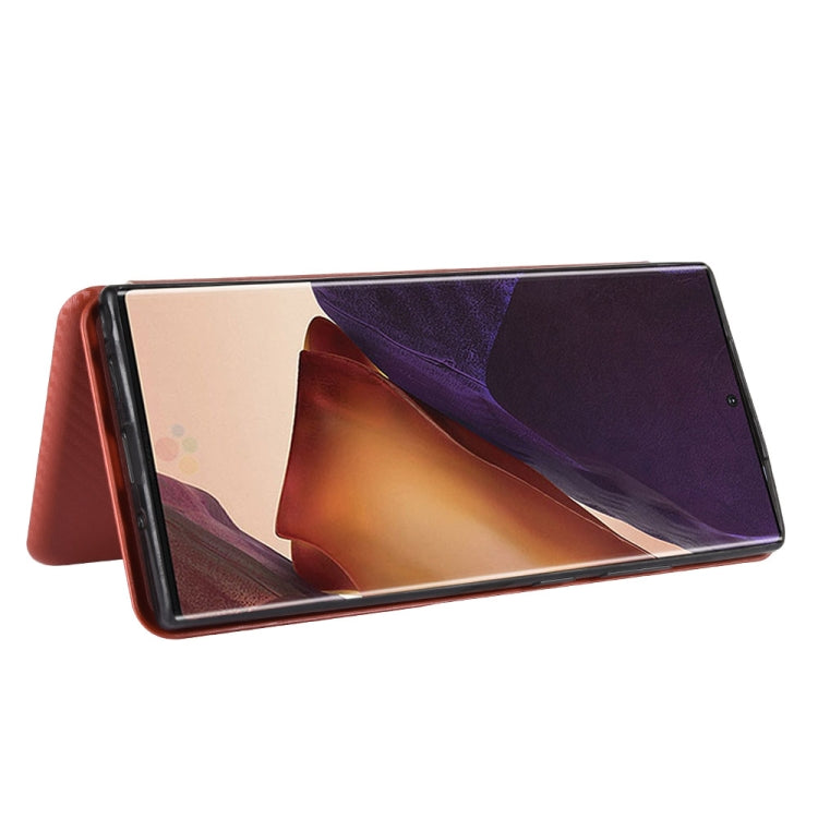 For Samsung Galaxy Note20 Ultra Carbon Fiber Texture Horizontal Flip TPU + PC + PU Leather Case with Card Slot