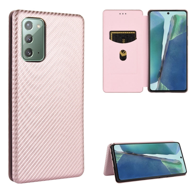 For Samsung Galaxy Note20  Carbon Fiber Texture Horizontal Flip TPU + PC + PU Leather Case with Card Slot
