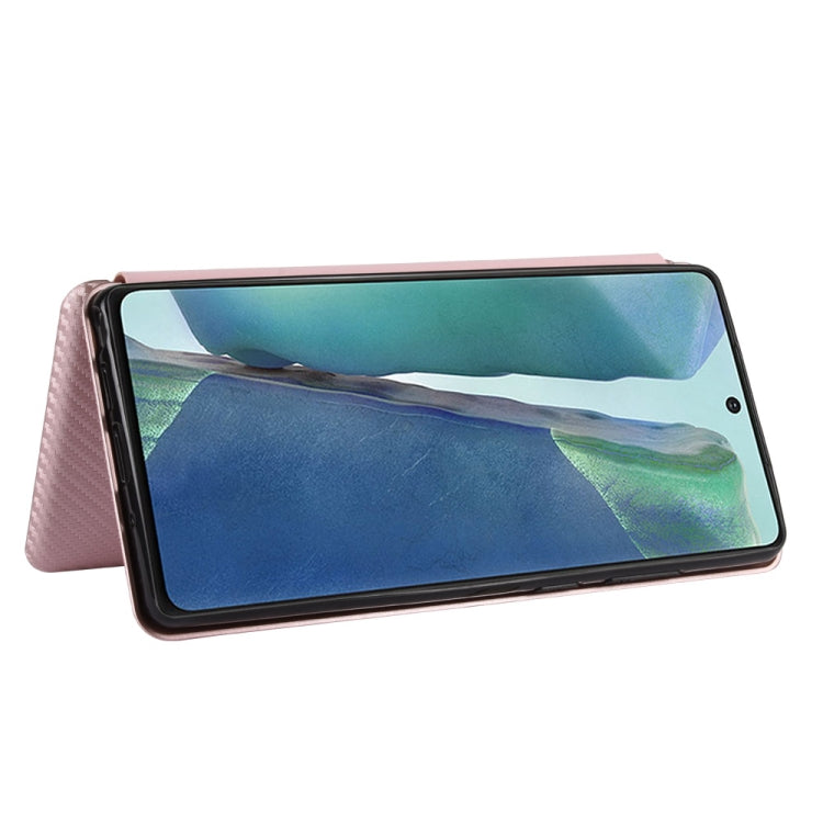 For Samsung Galaxy Note20  Carbon Fiber Texture Horizontal Flip TPU + PC + PU Leather Case with Card Slot