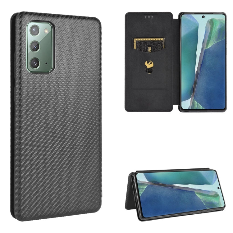 For Samsung Galaxy Note20  Carbon Fiber Texture Horizontal Flip TPU + PC + PU Leather Case with Card Slot