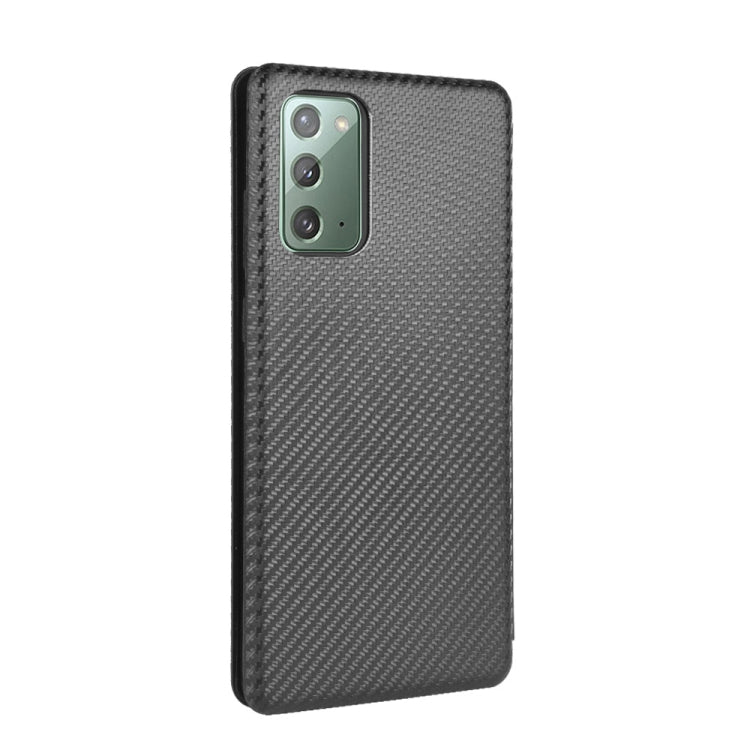 For Samsung Galaxy Note20  Carbon Fiber Texture Horizontal Flip TPU + PC + PU Leather Case with Card Slot