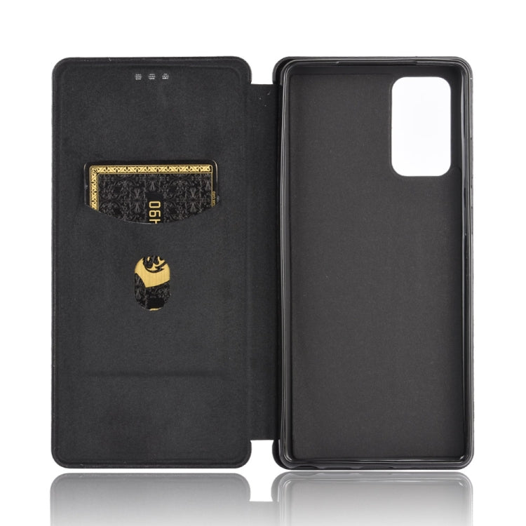 For Samsung Galaxy Note20  Carbon Fiber Texture Horizontal Flip TPU + PC + PU Leather Case with Card Slot
