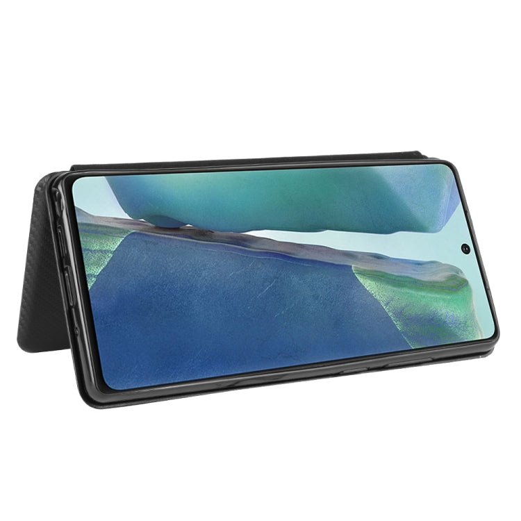 For Samsung Galaxy Note20  Carbon Fiber Texture Horizontal Flip TPU + PC + PU Leather Case with Card Slot