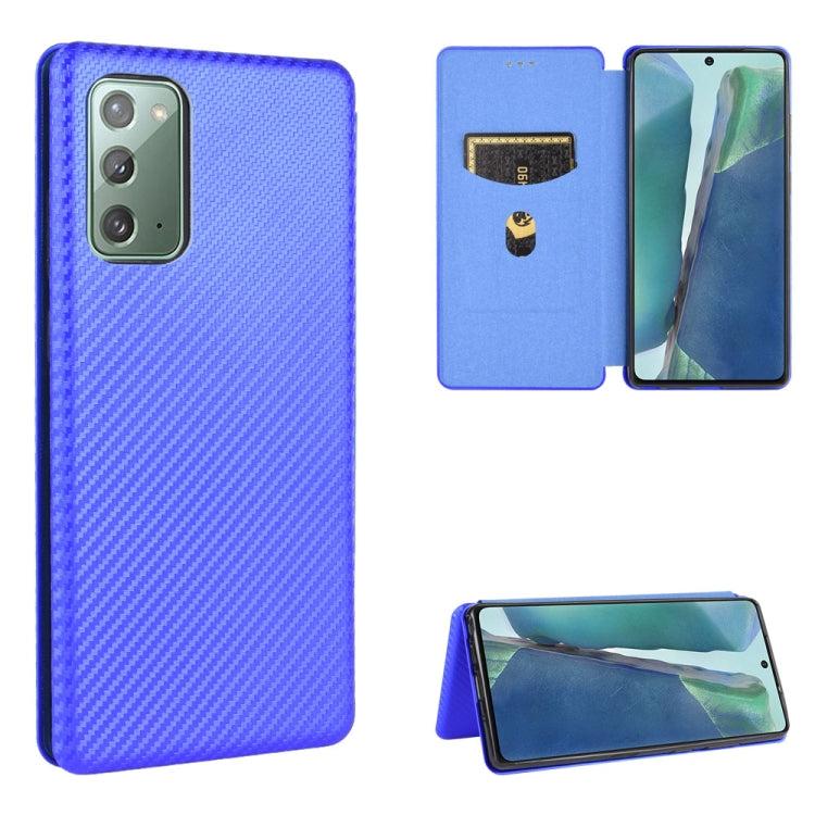 For Samsung Galaxy Note20  Carbon Fiber Texture Horizontal Flip TPU + PC + PU Leather Case with Card Slot