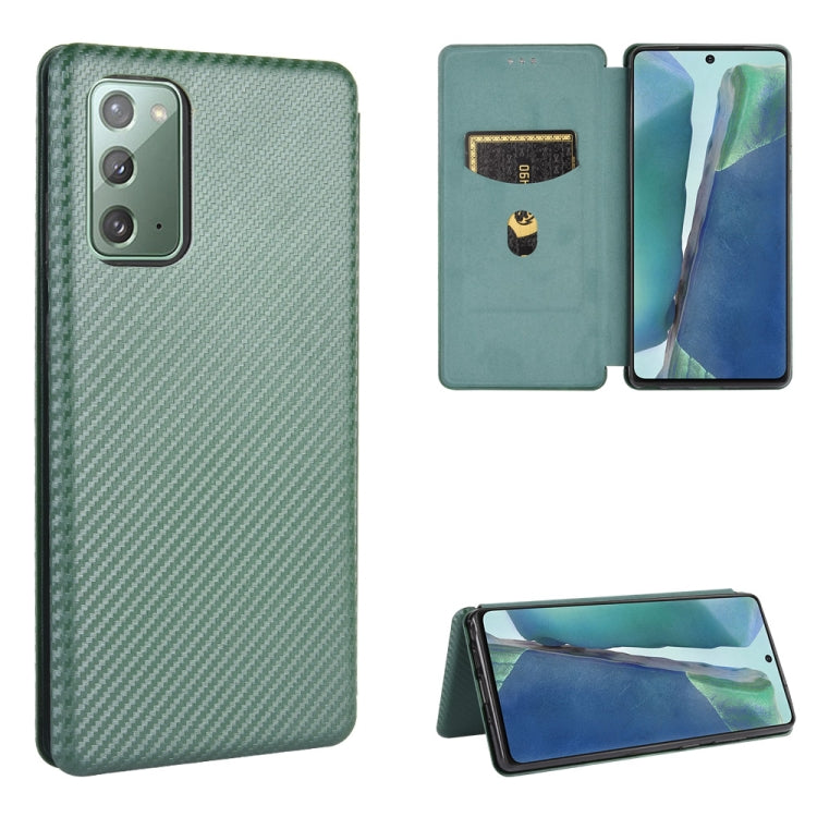 For Samsung Galaxy Note20  Carbon Fiber Texture Horizontal Flip TPU + PC + PU Leather Case with Card Slot