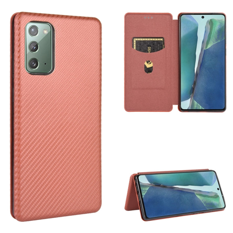 For Samsung Galaxy Note20  Carbon Fiber Texture Horizontal Flip TPU + PC + PU Leather Case with Card Slot