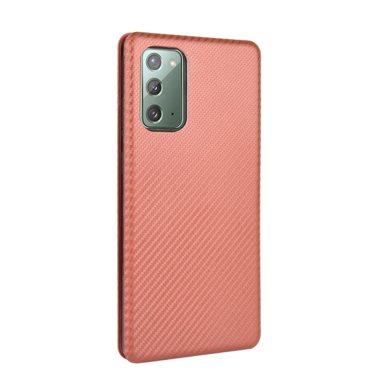 For Samsung Galaxy Note20  Carbon Fiber Texture Horizontal Flip TPU + PC + PU Leather Case with Card Slot